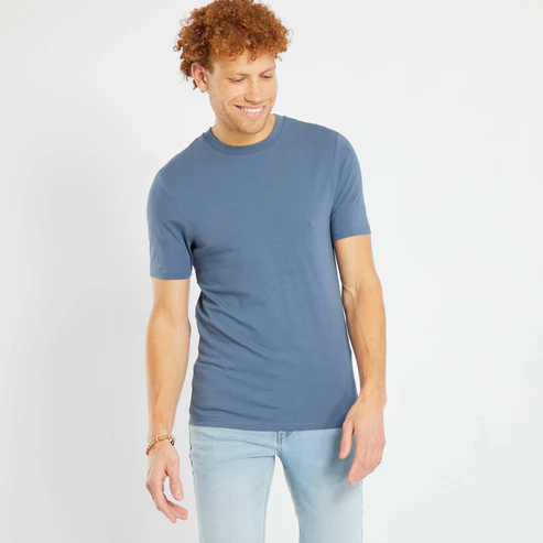 blue round neck cotton muscle fit t-shirt